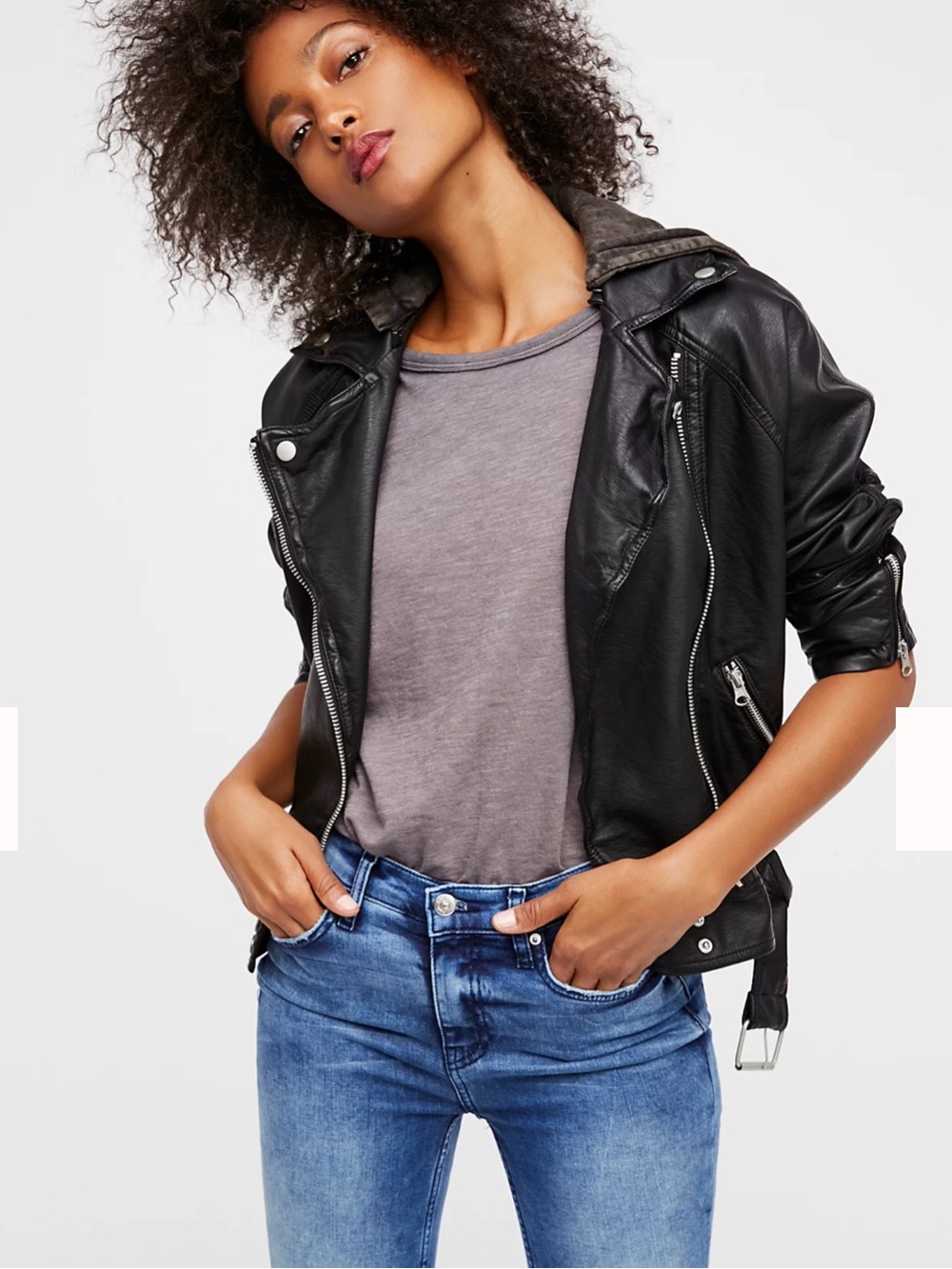 Free People Drapey Vegan Moto Jacket M